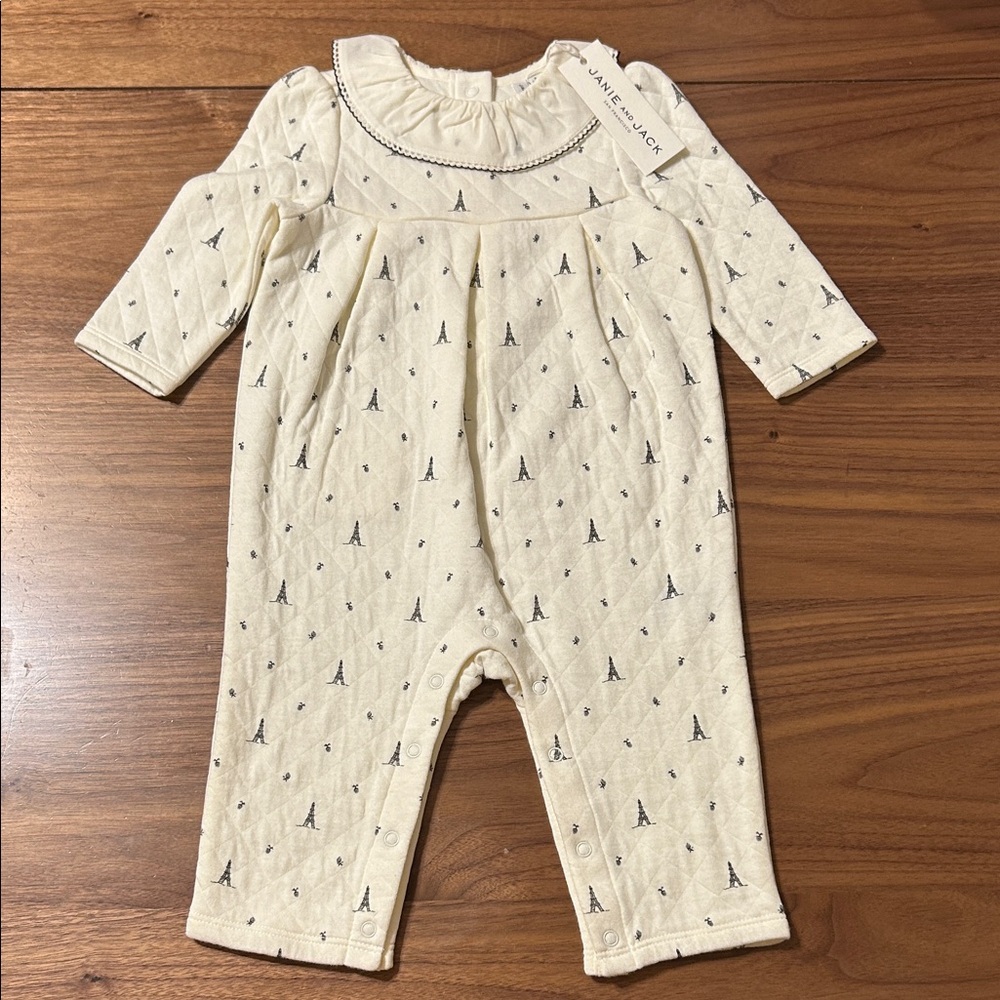 Janie and Jack Eiffel Tower Cream Footie Size 3-6 Months